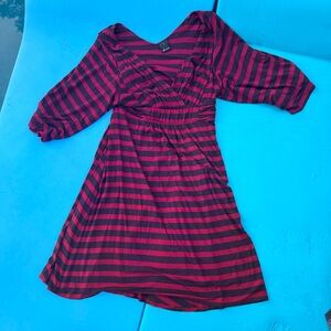 Y2k striped dress Red and Black Striped Midi Dress